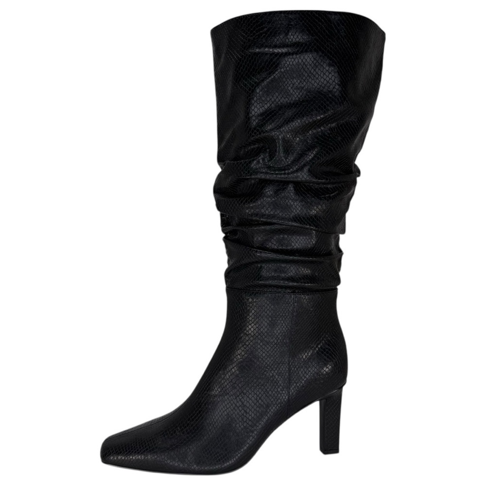 SMASH shoes Fallon Black Faux Snakeskin Knee High Womens Boots Size 8M - Picture 4 of 14